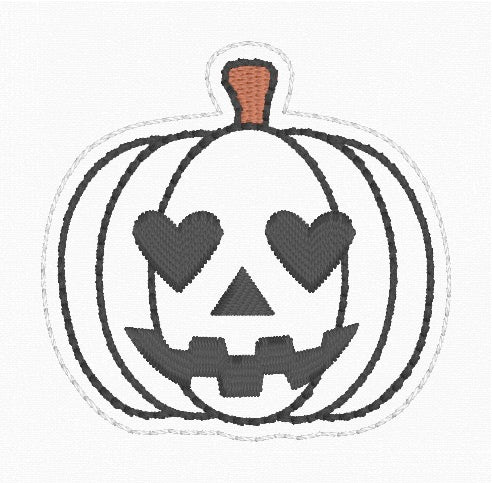 4x4 Pumpkin Heart Eyes Feltie