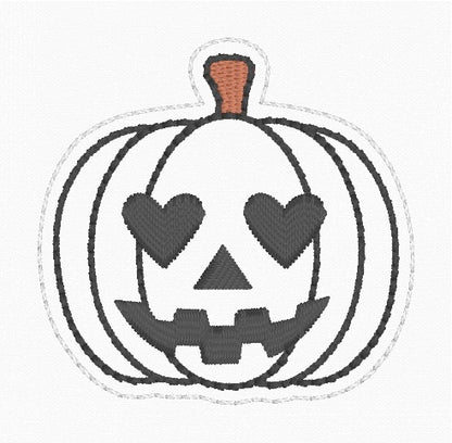 4x4 Pumpkin Heart Eyes Feltie