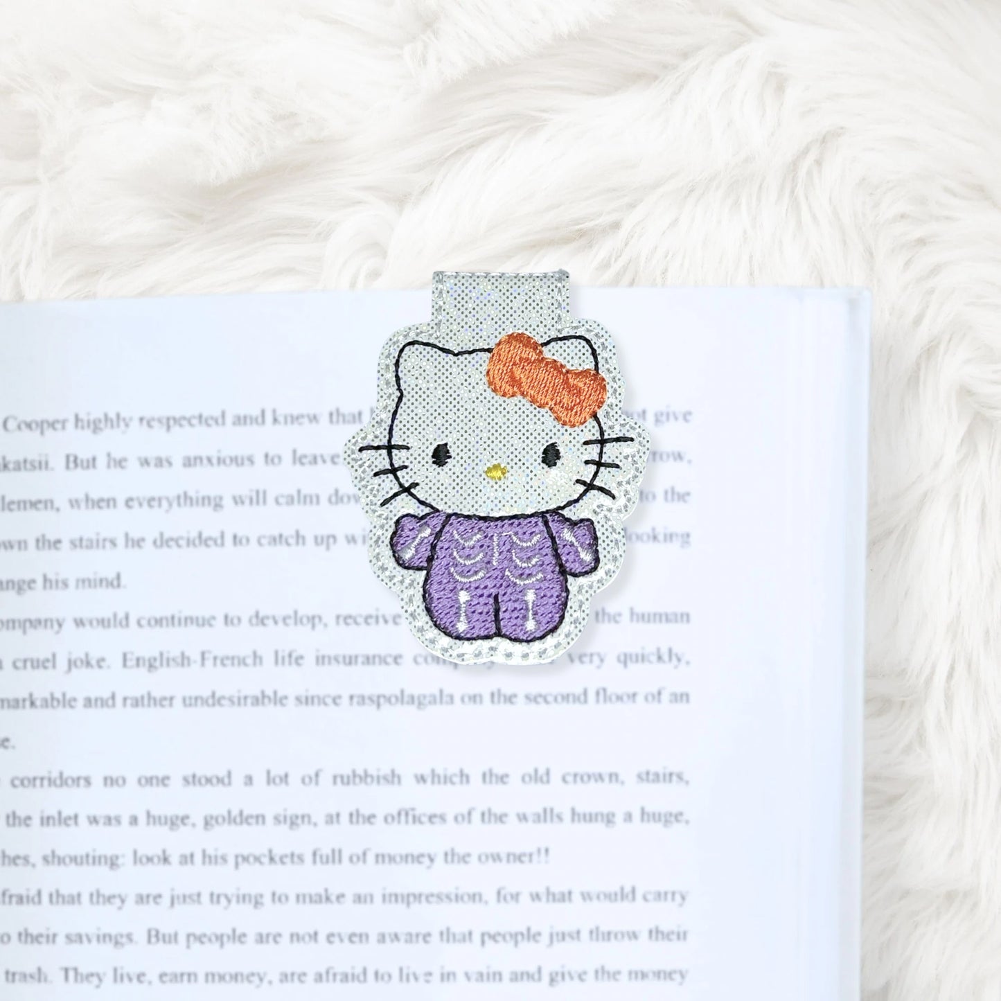 ITH 4x4 Skeleton Kitty Foldover Magnetic Bookmark