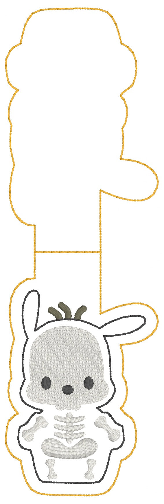 ITH 5x7 Skeleton Puppy Appliqué Foldover Magnetic Bookmark