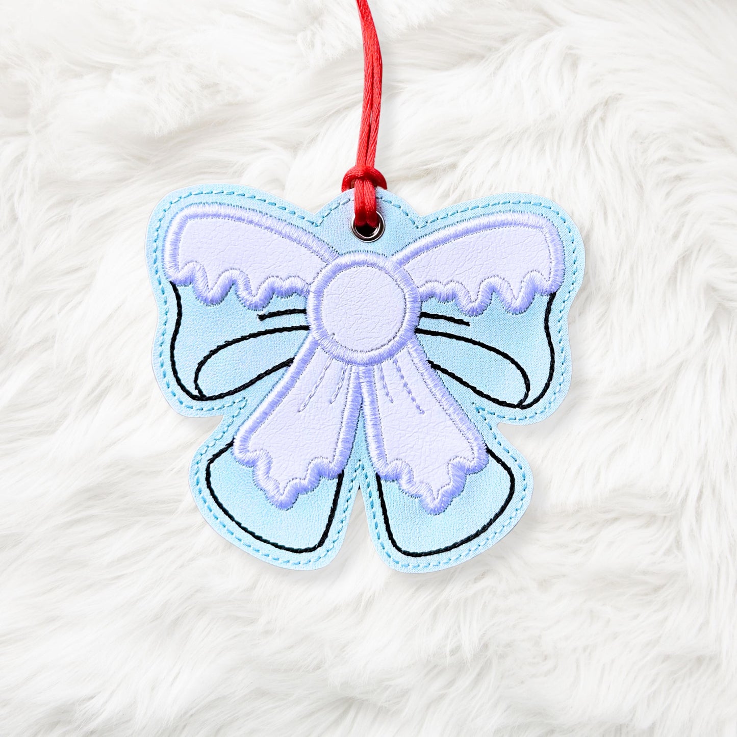 4x4 Snow Appliqué Bow Ornament