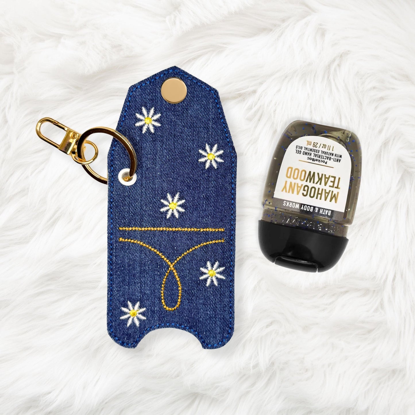 ITH 5x7 1oz Denim Daisy Sanitizer Holder