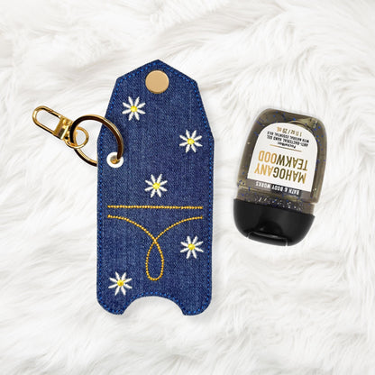 ITH 5x7 1oz Denim Daisy Sanitizer Holder