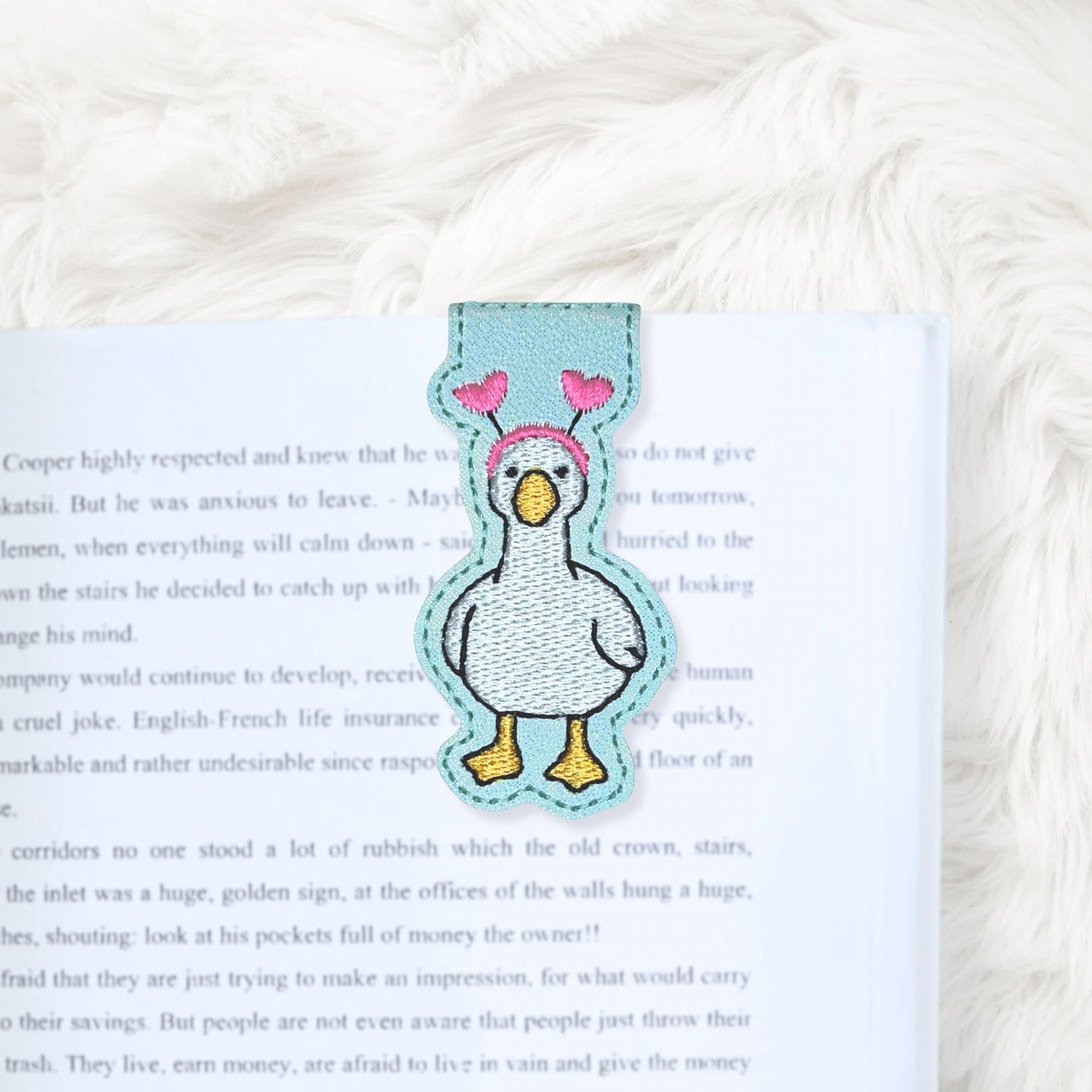 ITH 4x4 V Day Goose Foldover Magnetic Bookmark