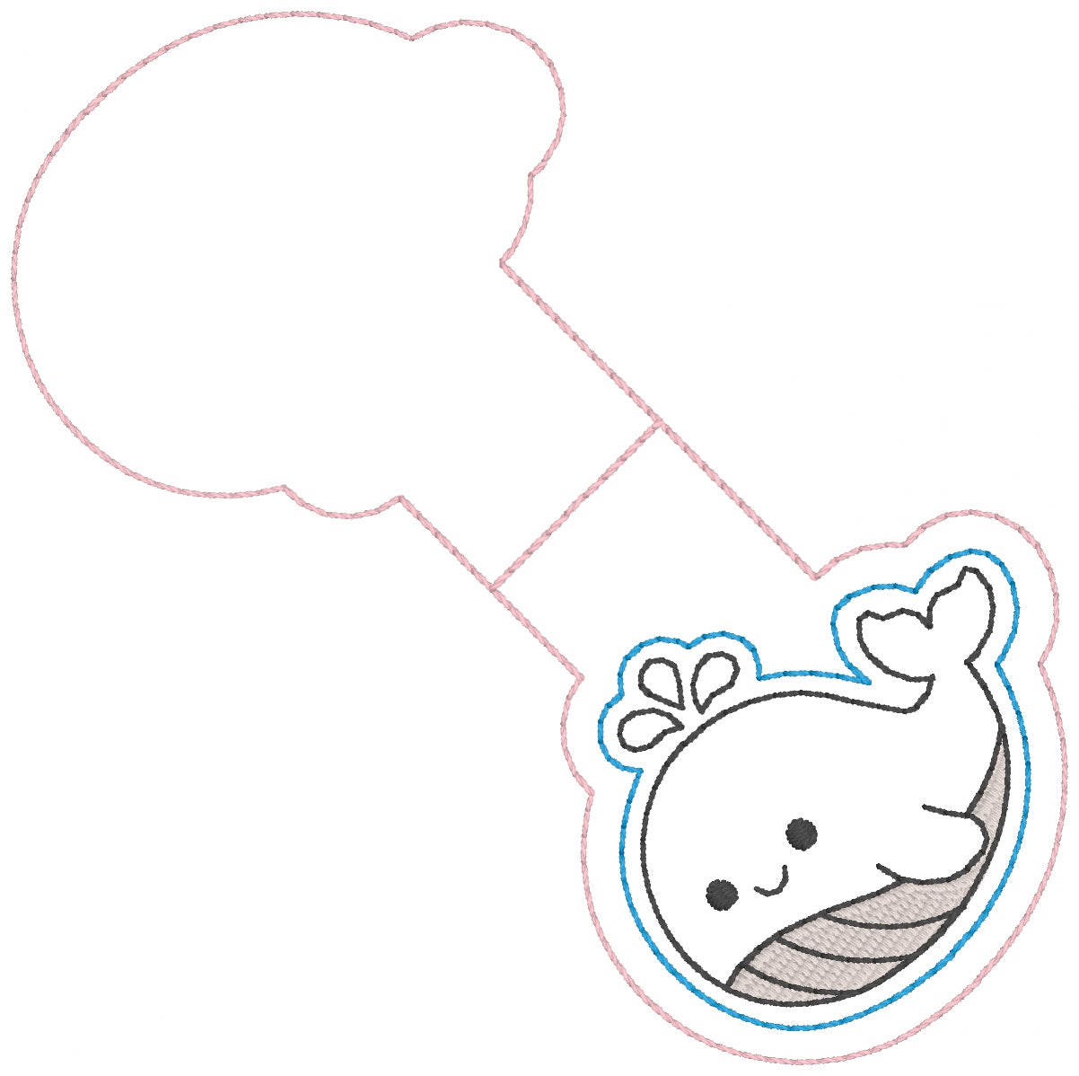 ITH 4x4 Whale Appliqué Foldover Magnetic Bookmark