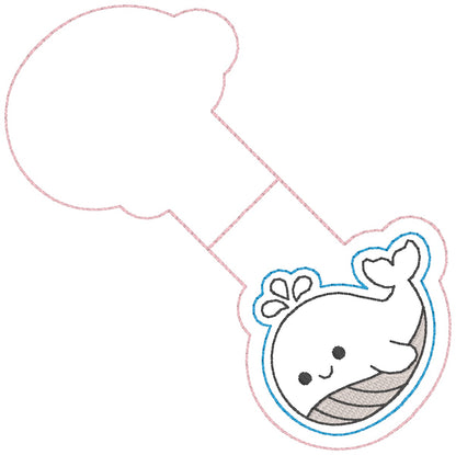 ITH 4x4 Whale Appliqué Foldover Magnetic Bookmark