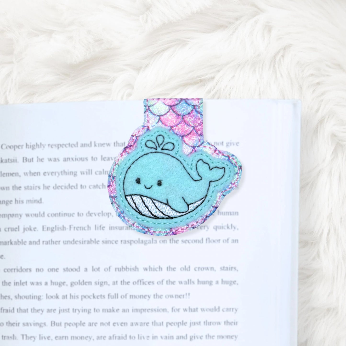 ITH 4x4 Whale Appliqué Foldover Magnetic Bookmark